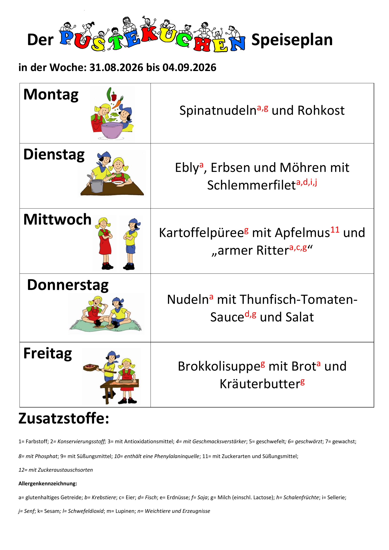 aktueller Speiseplan